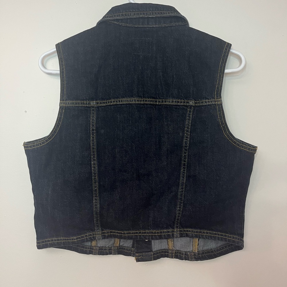 Wild Fable Denim Vest Medium Cropped Sleeveless Jean Jacket - Picture 3 of 6